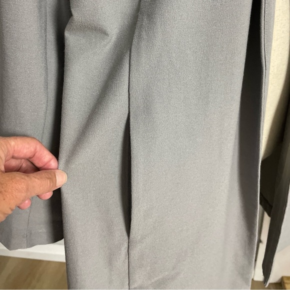 Eileen Fisher Longline Open Blazer Jacket Gray Lightweight Stretch Crepe Large - Picture 8 of 9